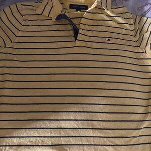 Tommy Hilfiger Men’s Yellow Polo with Navy Stripes